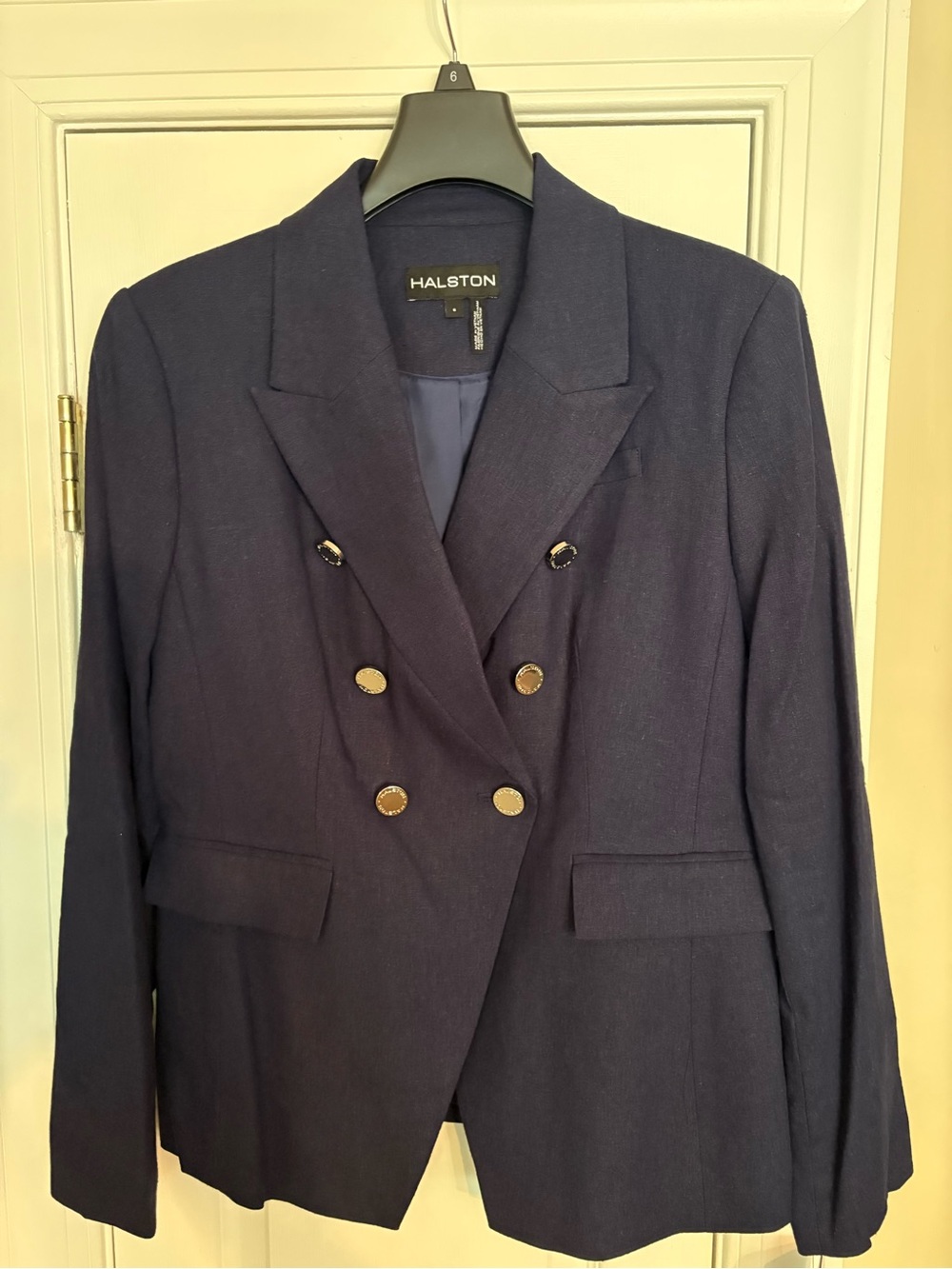 Halston Heritage Navy Double-Breasted Blazer with Gold Buttons